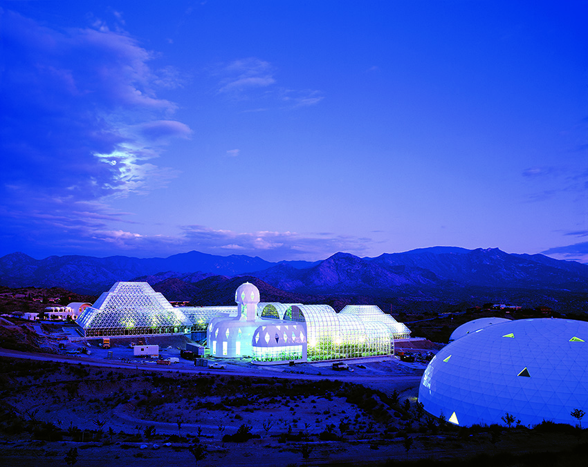 Biosphere 2 at night